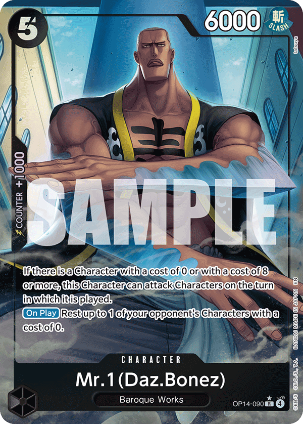 OP14-090, R, Mr.1(Daz.Bonez) (Alternate Art)