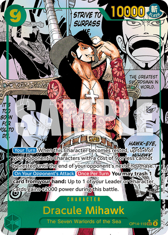 OP14-119, SEC, Dracule Mihawk (Manga Rare)