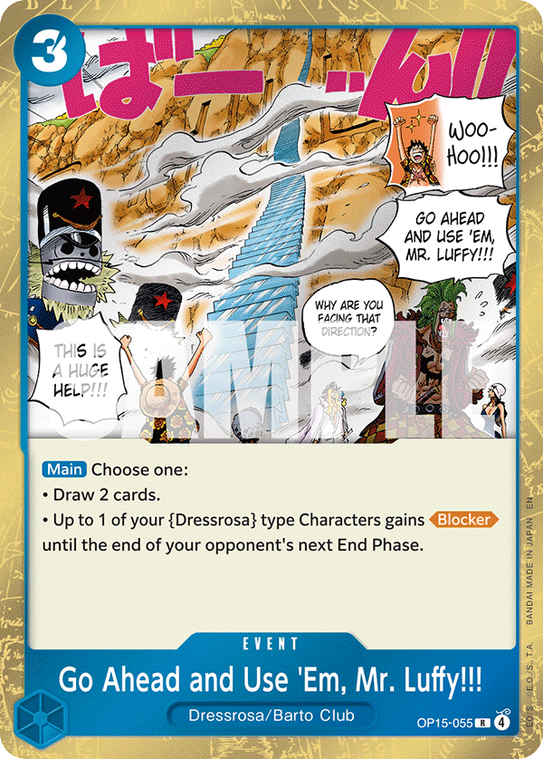 OP15-055, R, Go Ahead and Use 'Em, Mr. Luffy!!!