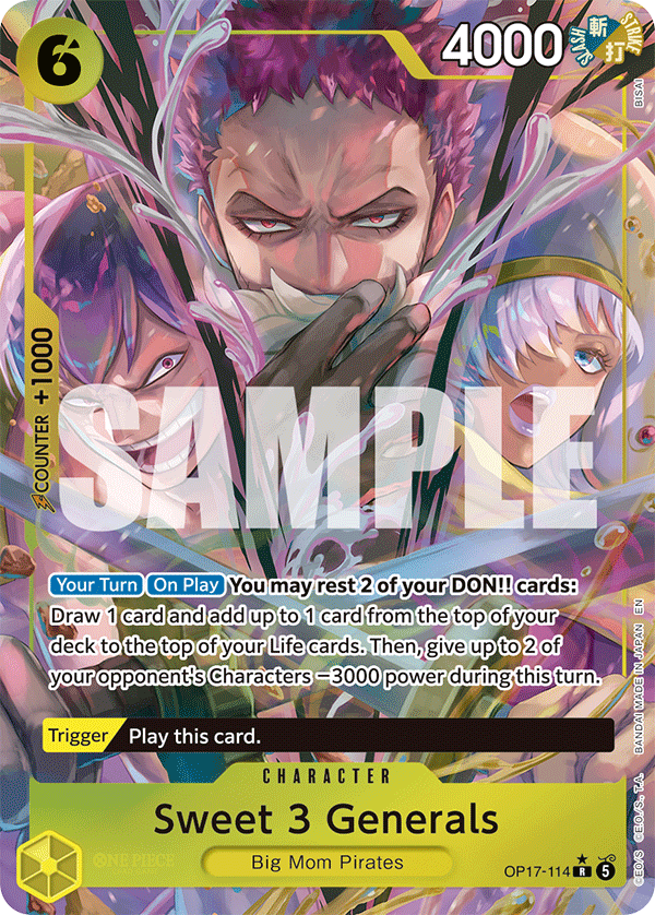 OP17-114, R, Sweet 3 Generals (Alternate Art)