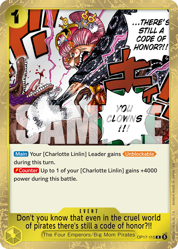 OP17-115, R, Don't you know that even in the cruel world of pirates there's still a code of honor?!!