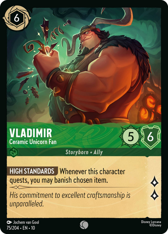 10WHI-075, C, Vladimir - Ceramic Unicorn Fan (Foil)