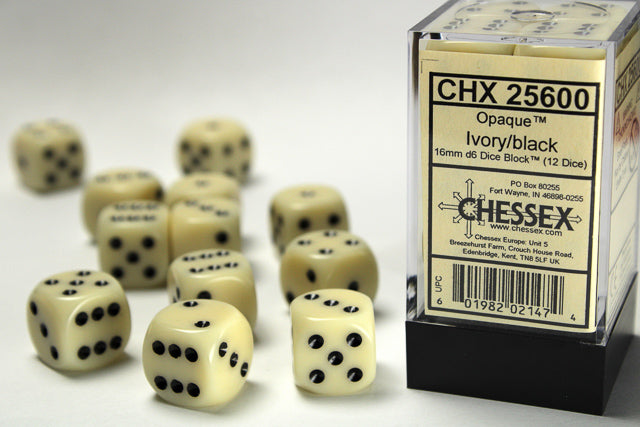 Chessex - Opaque 16mm d6 Dice Block™ (12 dice)