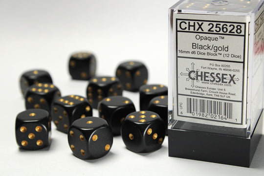 Chessex - Opaque 16mm d6 Dice Block™ (12 dice)