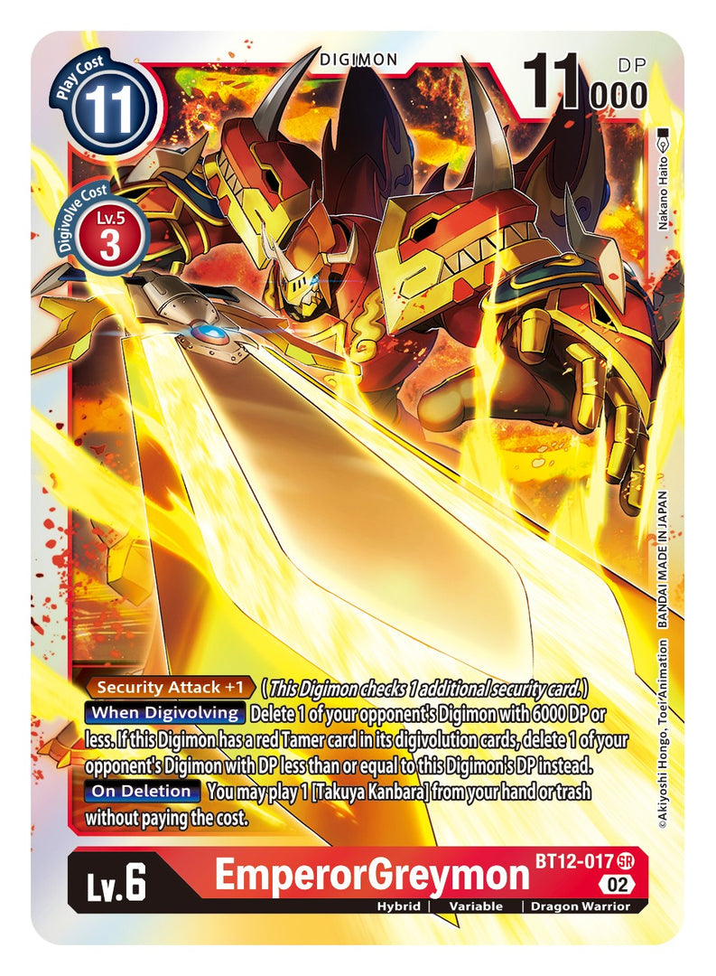 BT12-017, SR, EmperorGreymon – Kai of Cards