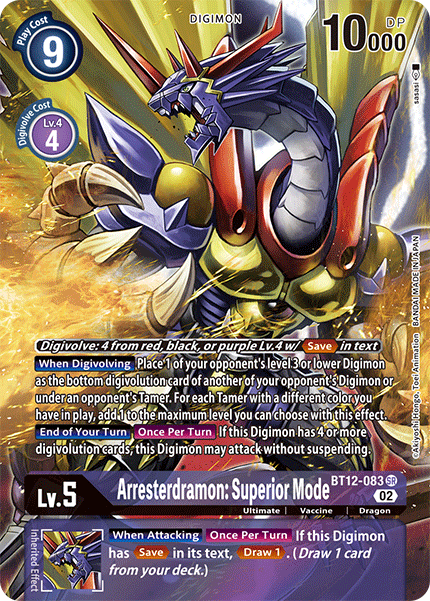 BT12-083, SR, Arresterdramon: Superior Mode (Alternate Art)