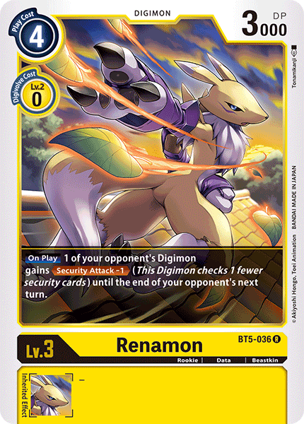 BT05-036 R, Renamon – Kai of Cards