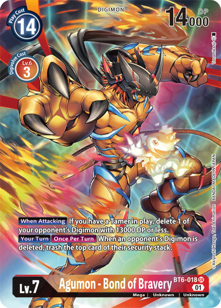 BT06-018 SR, Agumon - Bond of Bravery (Alternate Art)