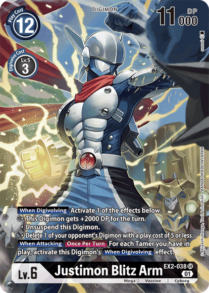 EX02-038 SR, Justimon Blitz Arm (Alternate Art)