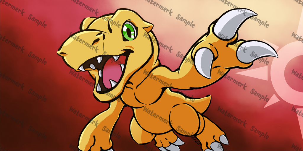 digimon agumon card Custom Playmat - Digimon