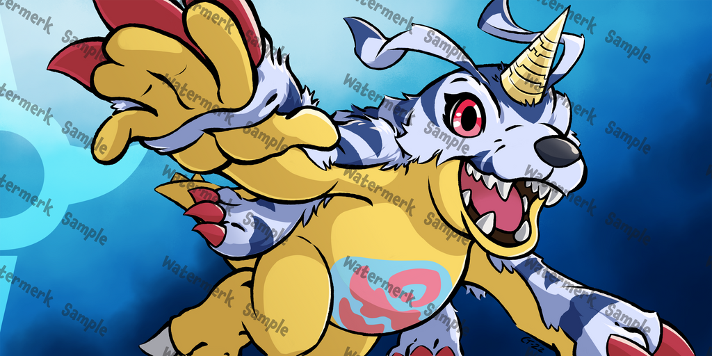 Custom Playmat - Digimon - Gabumon Kai of Cards Custom Playmat - Digimon - Gabumon Kai of Cards