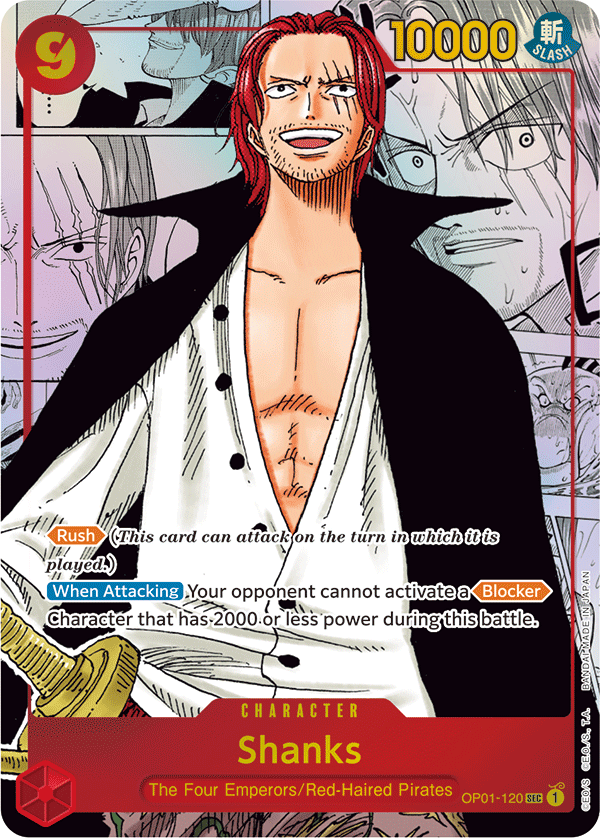 OP01-120, SEC, Shanks (Alternate Art Rare Version)