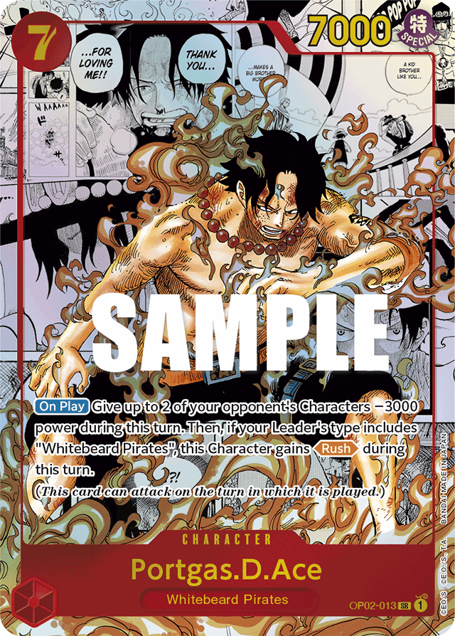 OP02-013, SR, Portgas.D.Ace (Alternate Art Manga Version)