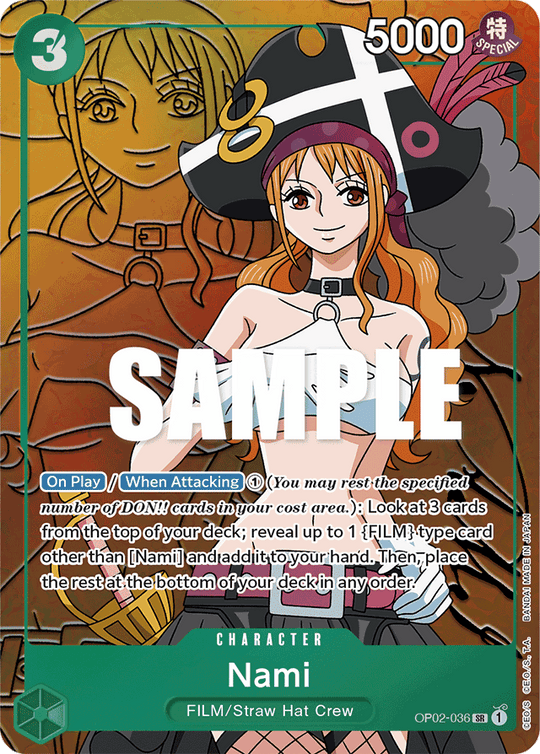 OP02-036, SR, Nami (Alternate Art)