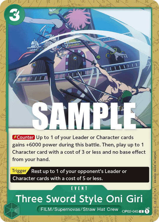 OP02-045, C, Three Sword Style Oni Giri