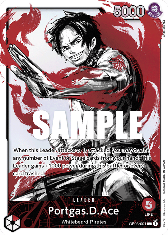 OP03-001, L, Portgas.D.Ace (Alternate Art)